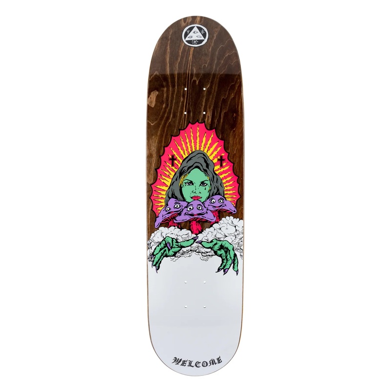 Welcome Mushroom Witch On Pysanka 2 Brown Stain 8.5" Skateboard Deck