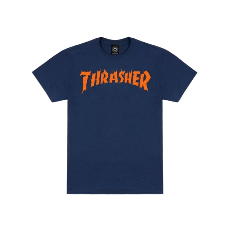 Thrasher Burn It Down Neckface Navy Tee