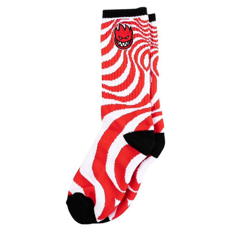 Spitfire YT Big Head Fill Emblem Swirl White/Red/Black Socks