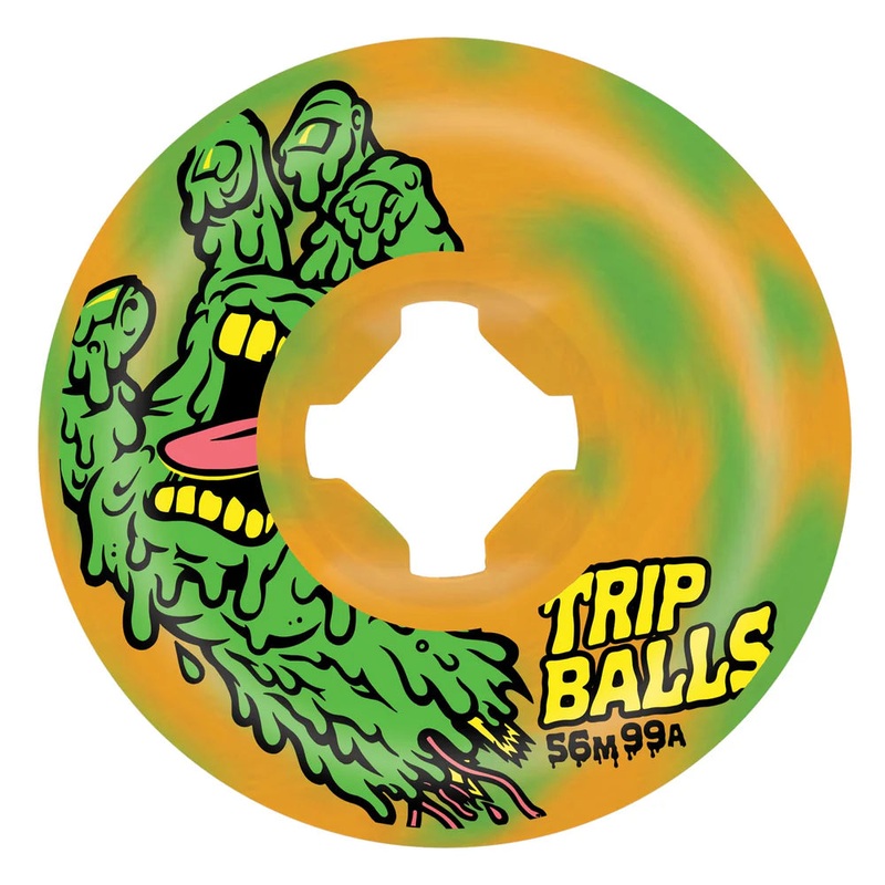 Santa Cruz Slimeballs Face Melters Trip Balls Green Orange Swirl 56mm/99a Skateboard Wheels