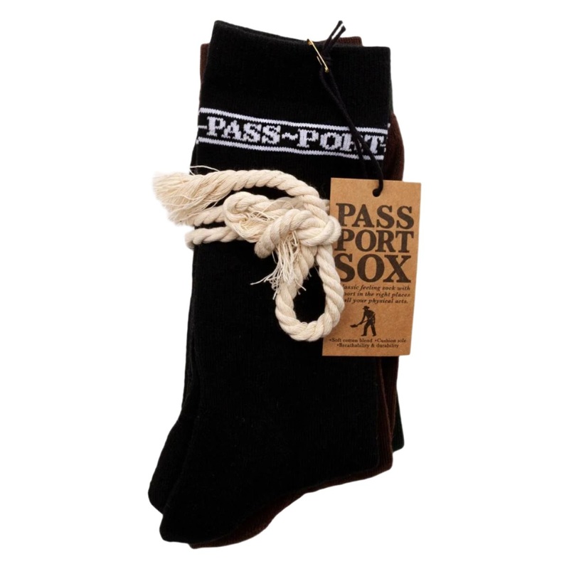 Passport Black/Green/Choc 3 Pack Socks