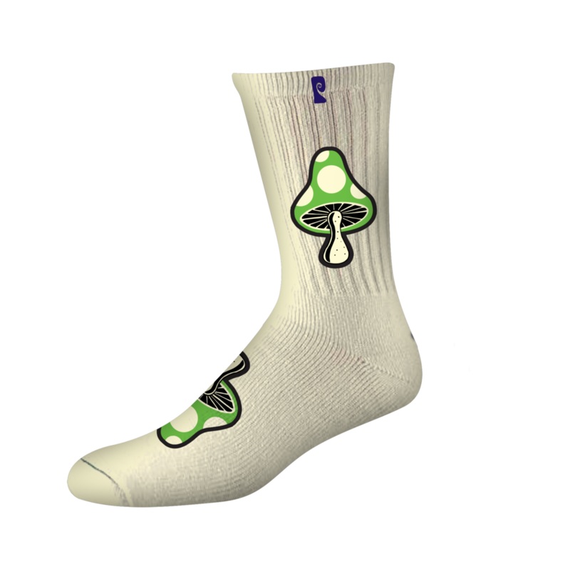 Psockadelic Mushroom 3 Off White/Glow Socks