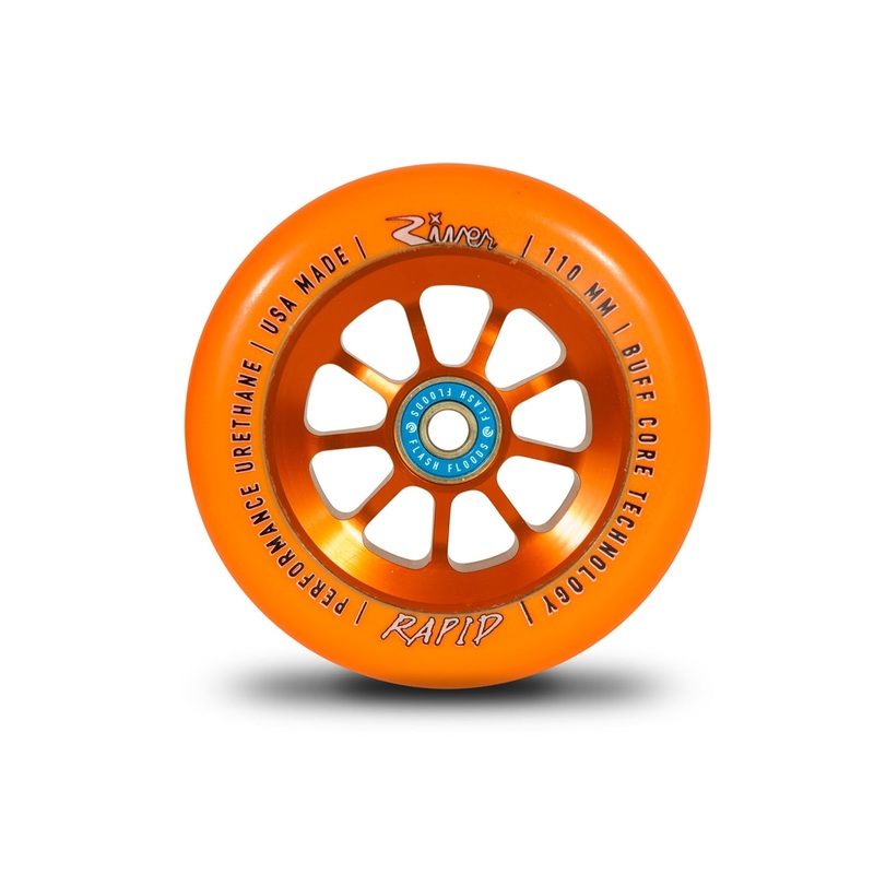 River Wheel Co Natural Sunset Rapids 110mm Orange on Orange Scooter Wheel Single