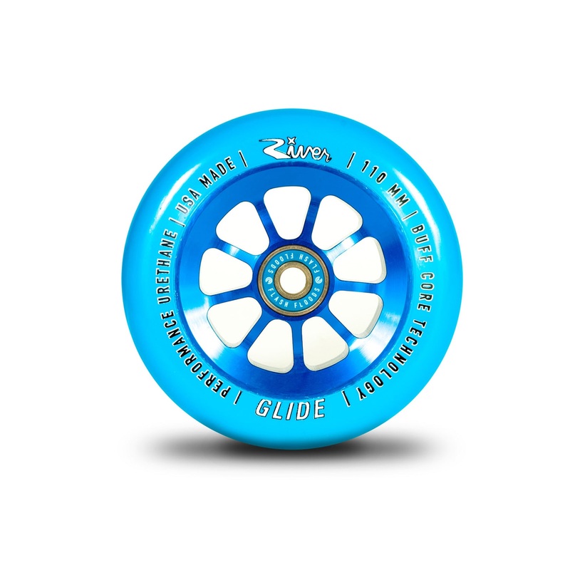 River Wheel Co Sapphire Glides 110mm Blue on Blue Scooter Wheel Single