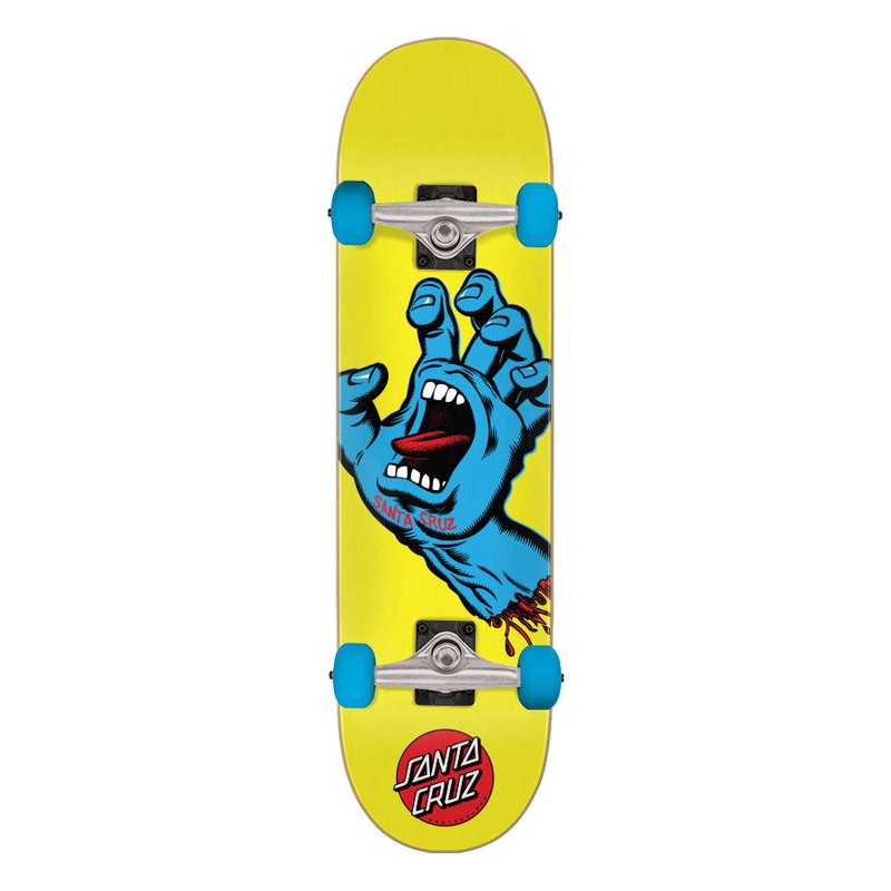 Santa Cruz Screaming Hand Fluoro Yellow Mini 7.75" Complete Skateboard