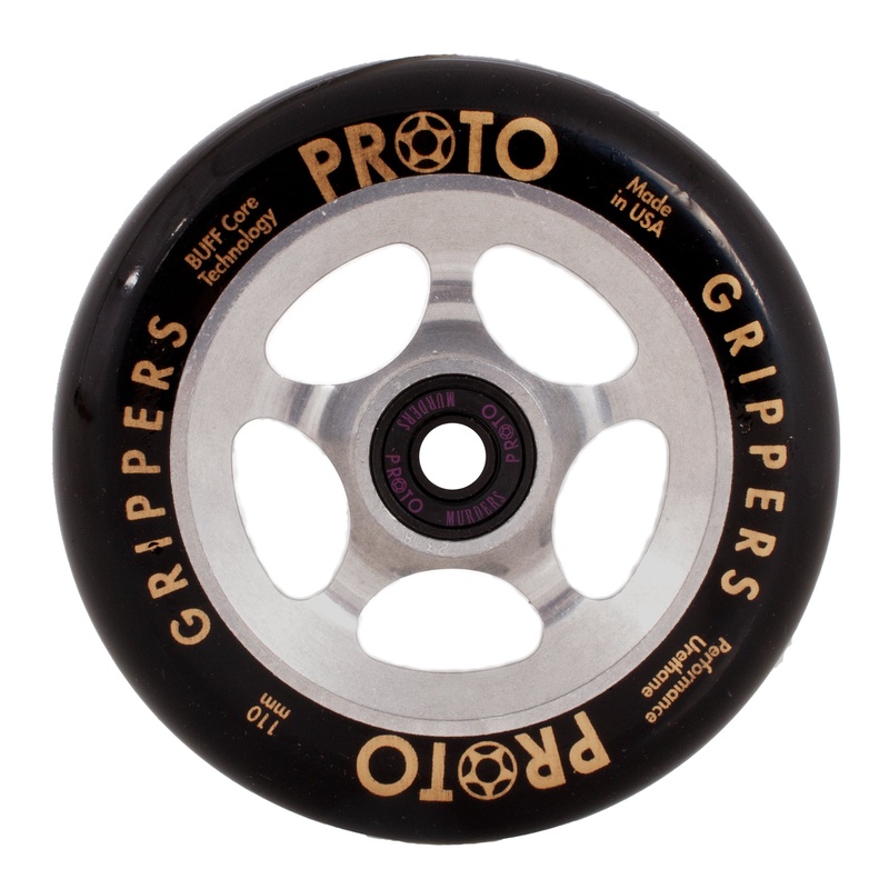 PROTO Classic Raw Sliders 110mm Black on Raw Scooter Wheel Single