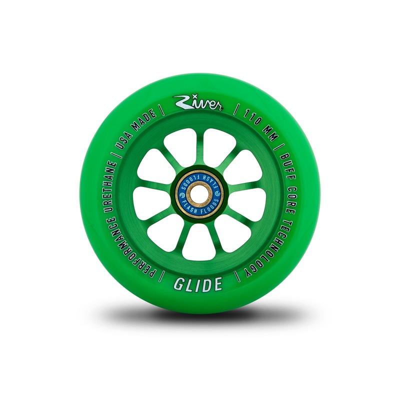 River Wheel Co Emerald Glides 110mm Green on Green Scooter Wheel Single