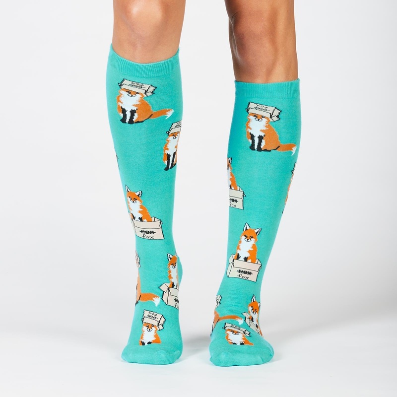 Sock It To Me Foxes in Boxes Adult Knee Socks