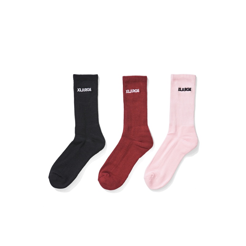 Xlarge 91 Text Pink/Port/Black 3 Pack Socks