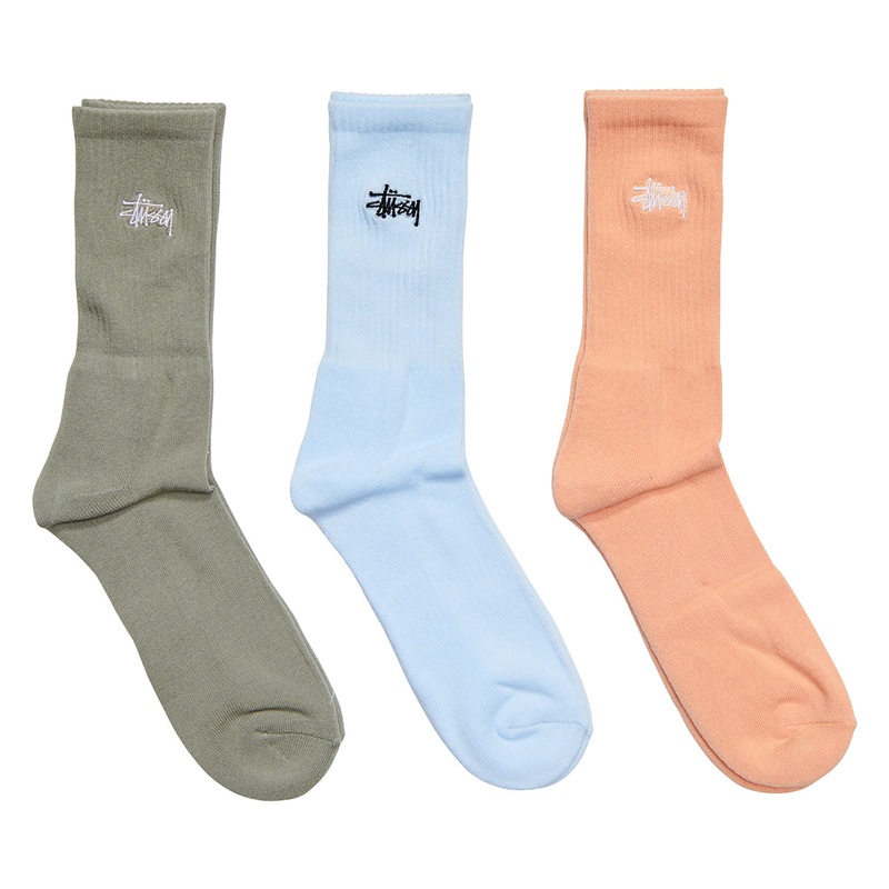Stussy Graffiti Grey/Blue/Peach 3 Pack Socks