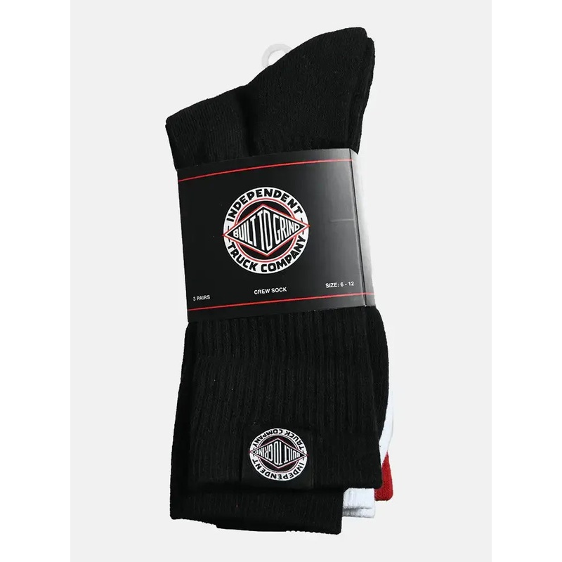 Independent BTG Crew Black/White/Maroon 3 Pack Socks