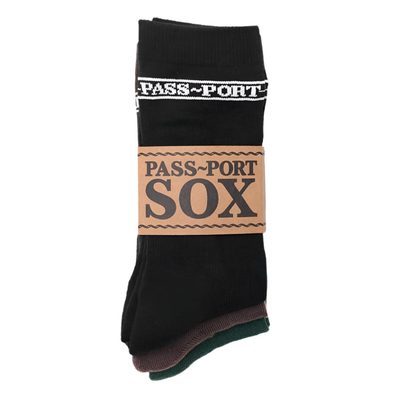 Passport Sox Blk/Grn/Choc 3 Pack Socks