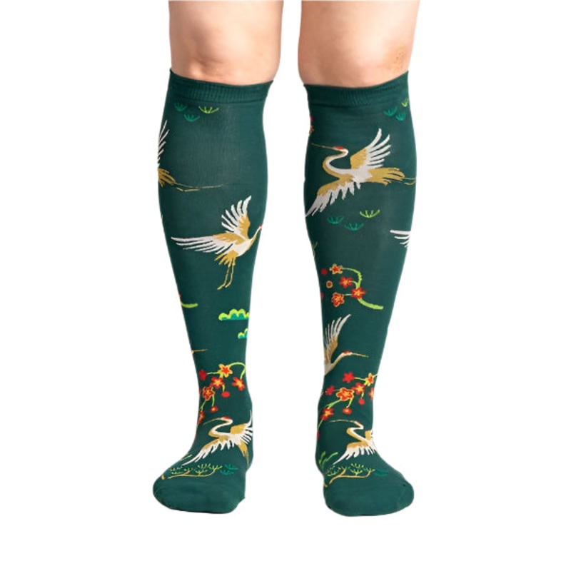 Sock It To Me Flying Cranes Adult Knee Socks