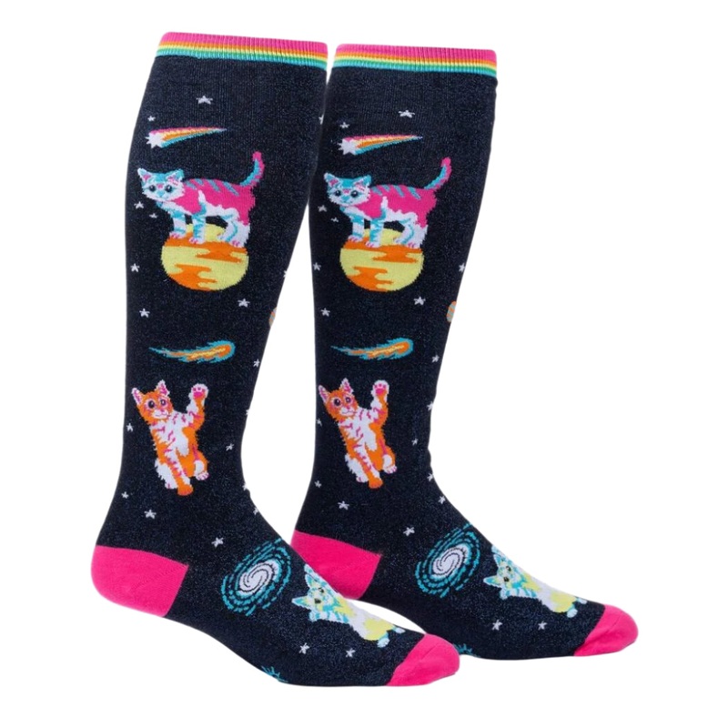 Sock It To Me Space Cats Stretch Adult Knee Socks
