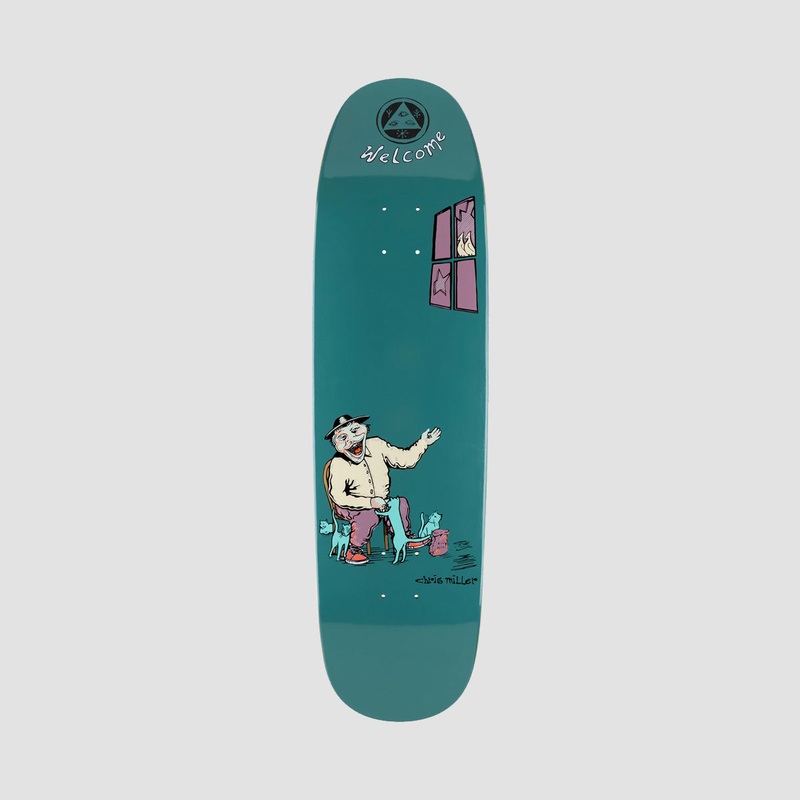 Welcome Bird Feeder on Catblood 2.0 Chris Miller Pro Skateboard Deck Deep Teal - 8.75"