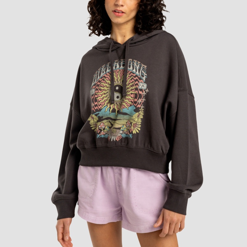 Billabong All Time Fleece Pullover Hoodie Black Sands - Womens