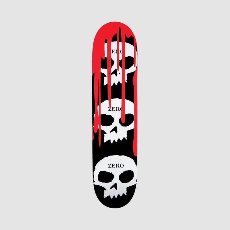 Zero 3 Skull Blood Skateboard Deck Black/White/Red - 8.25"